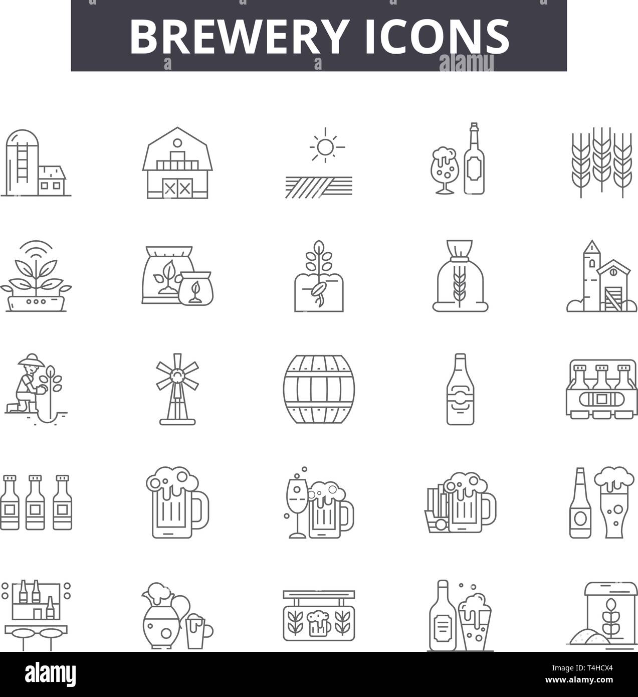 Brewer line icons, signs set, vector. Brewer outline concept
