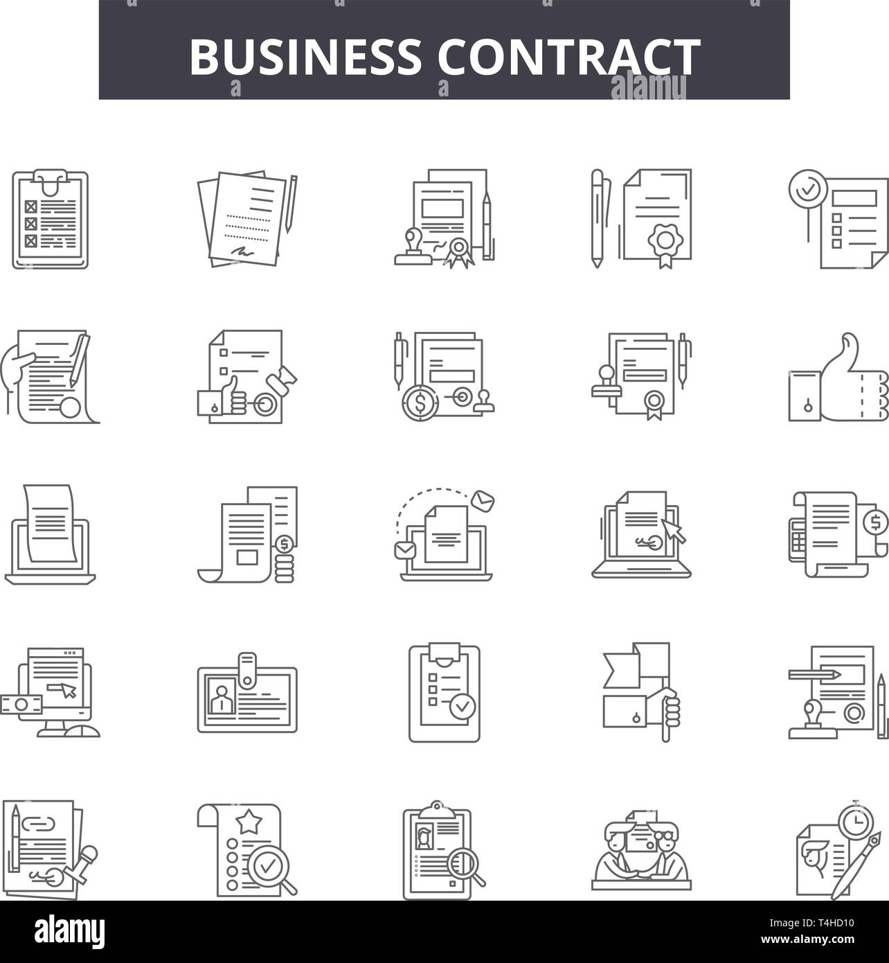 Business contracts line icons, signs set, vector. Business contracts ...