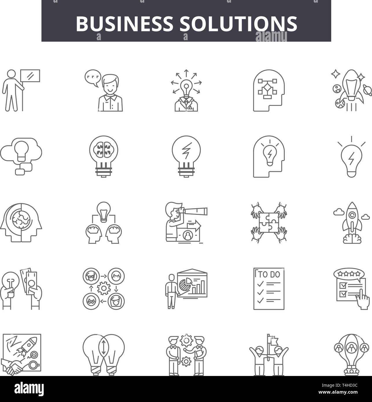 Business solutions line icons, signs set, vector. Business solutions  outline concept illustration: business,solution,idea,management,technology,succes  Stock Vector Image & Art - Alamy
