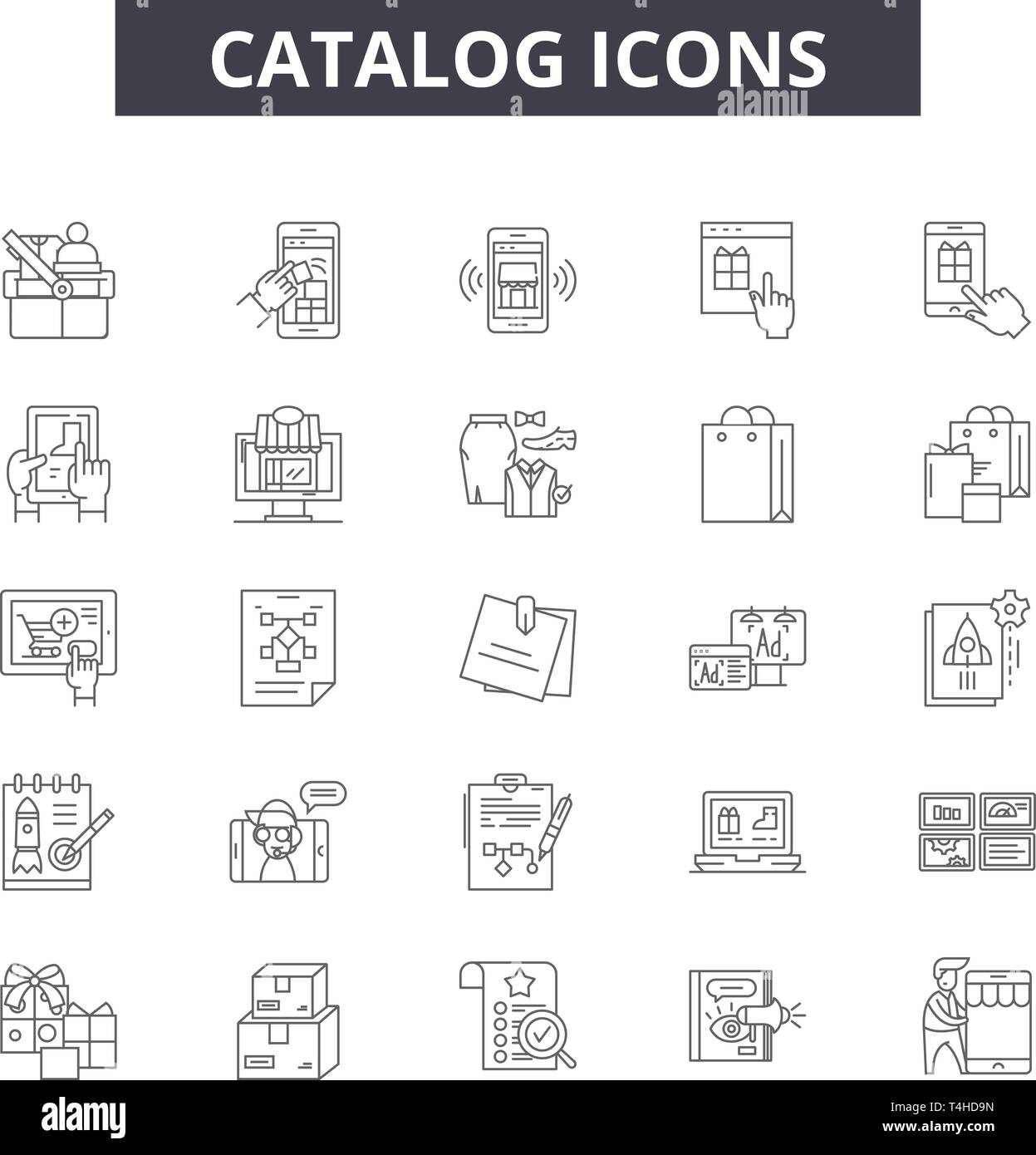 Catalog line icons, signs set, vector. Catalog outline concept ...
