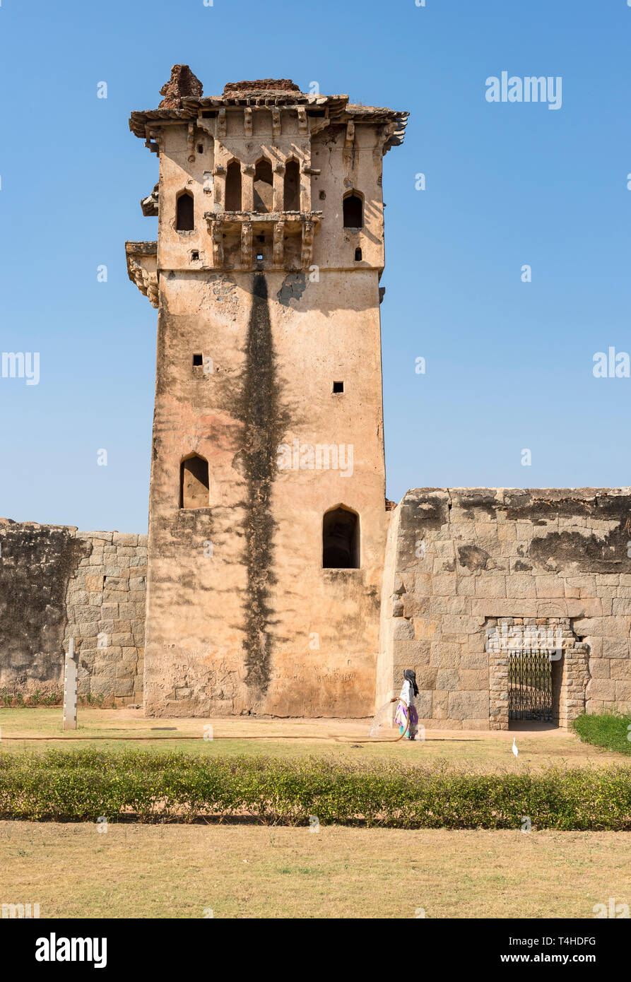Watch Tower at Zenana Enclosure, Hampi, India Stock Photo