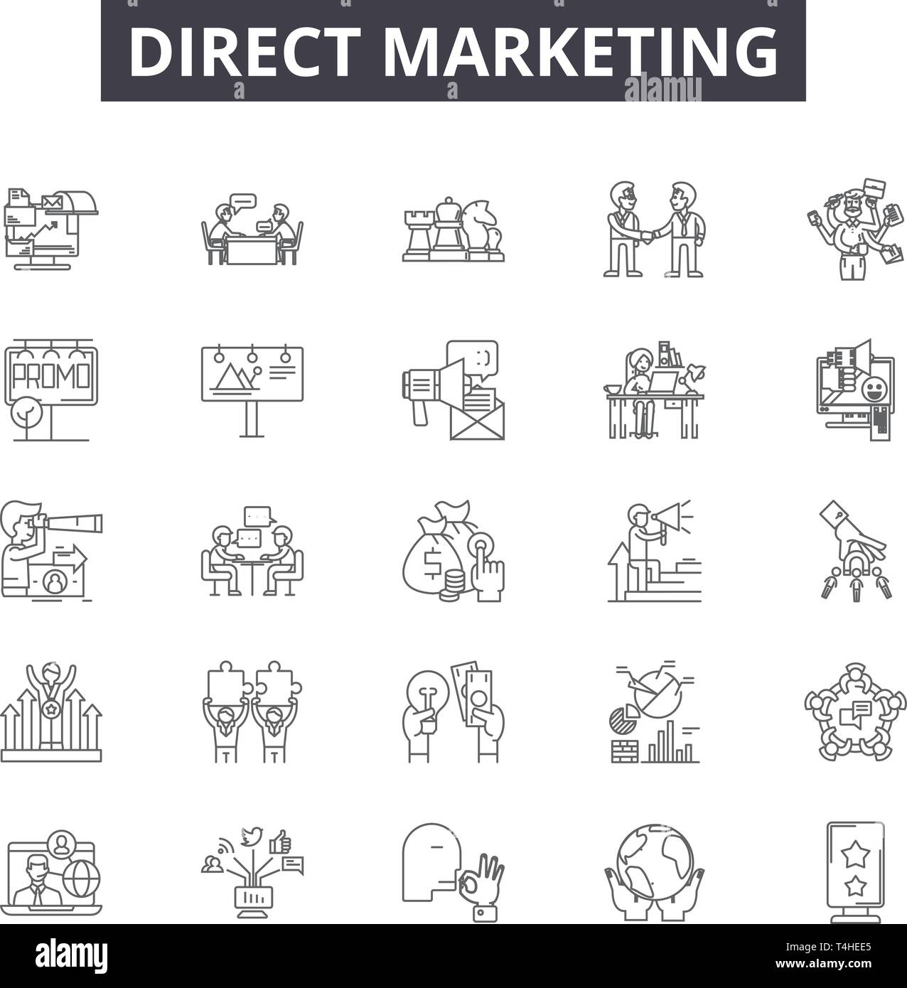 Direct marketing line icons, signs set, vector. Direct marketing ...