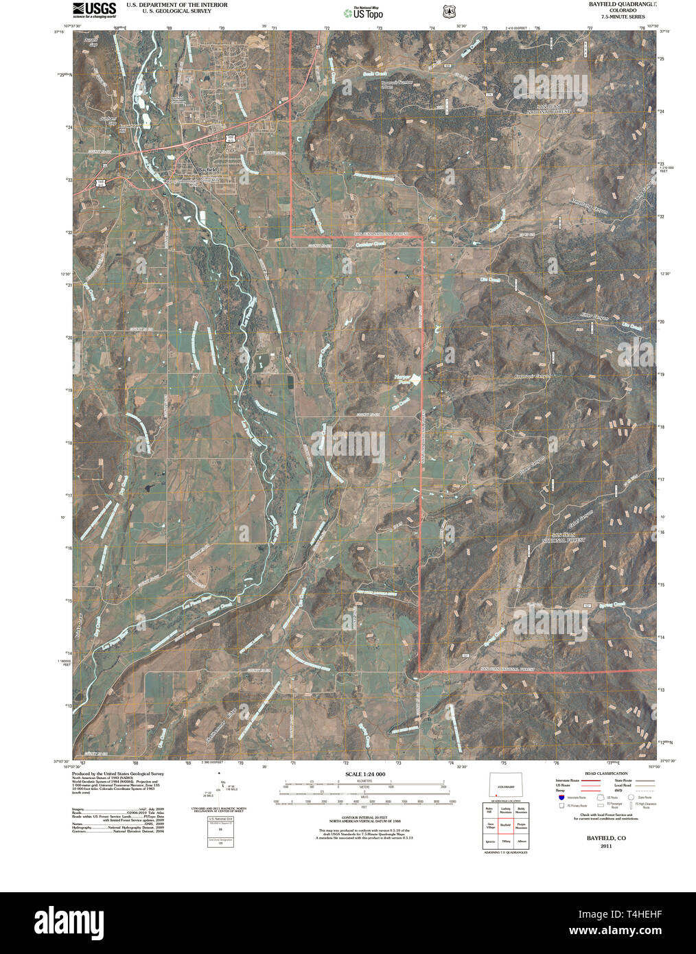 USGS TOPO Map Colorado CO Bayfield 20110217 TM Restoration Stock Photo Alamy