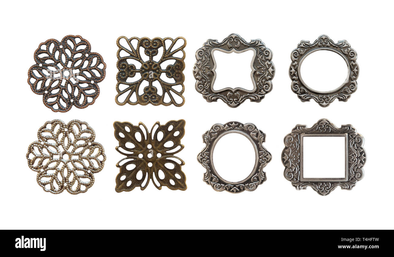 Vintage metal frames and elements isolated on white Stock Photo Alamy