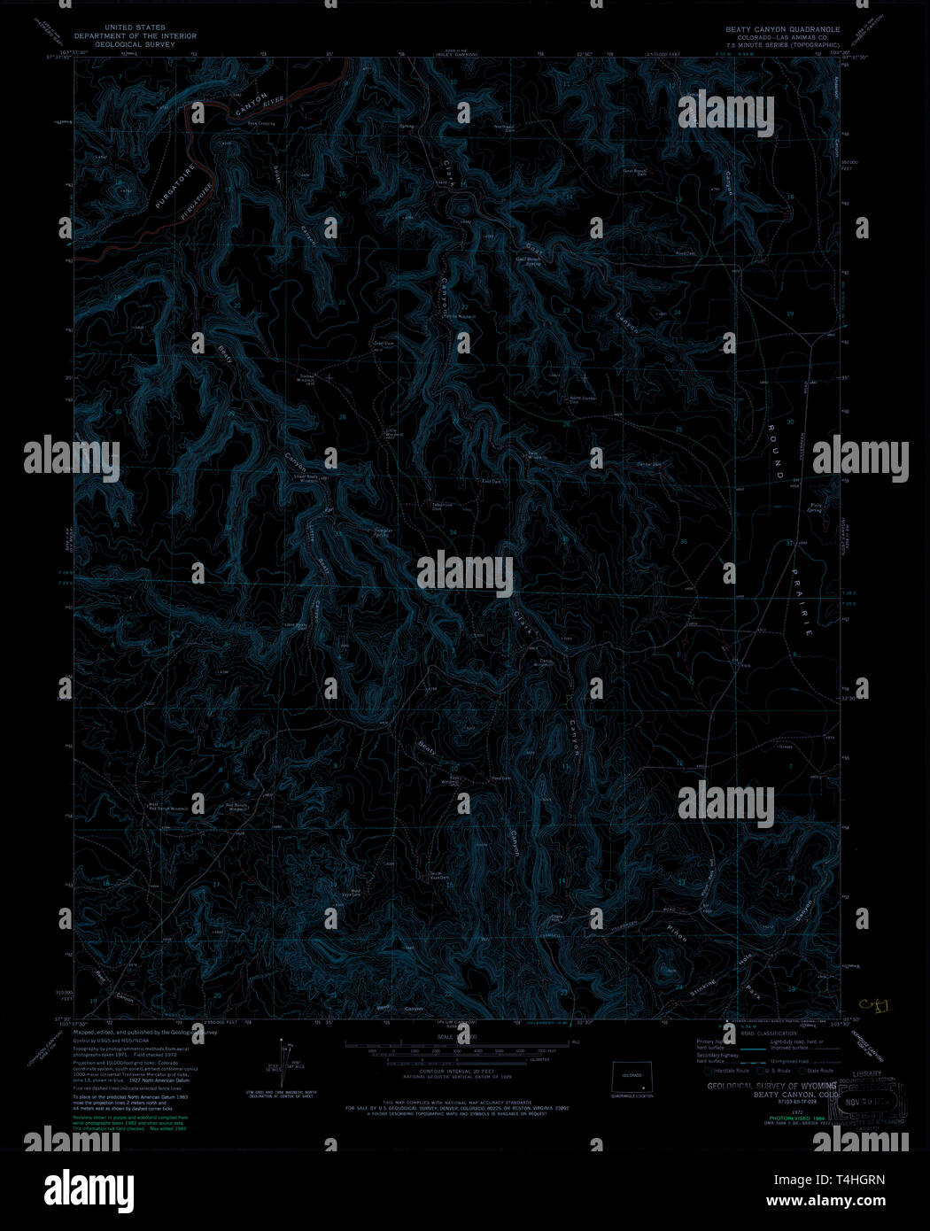 USGS TOPO Map Colorado CO Beaty - Usgs Topo Map Colorado Co Beaty Canyon 400344 1972 24000 Inverted Restoration T4HGRN 