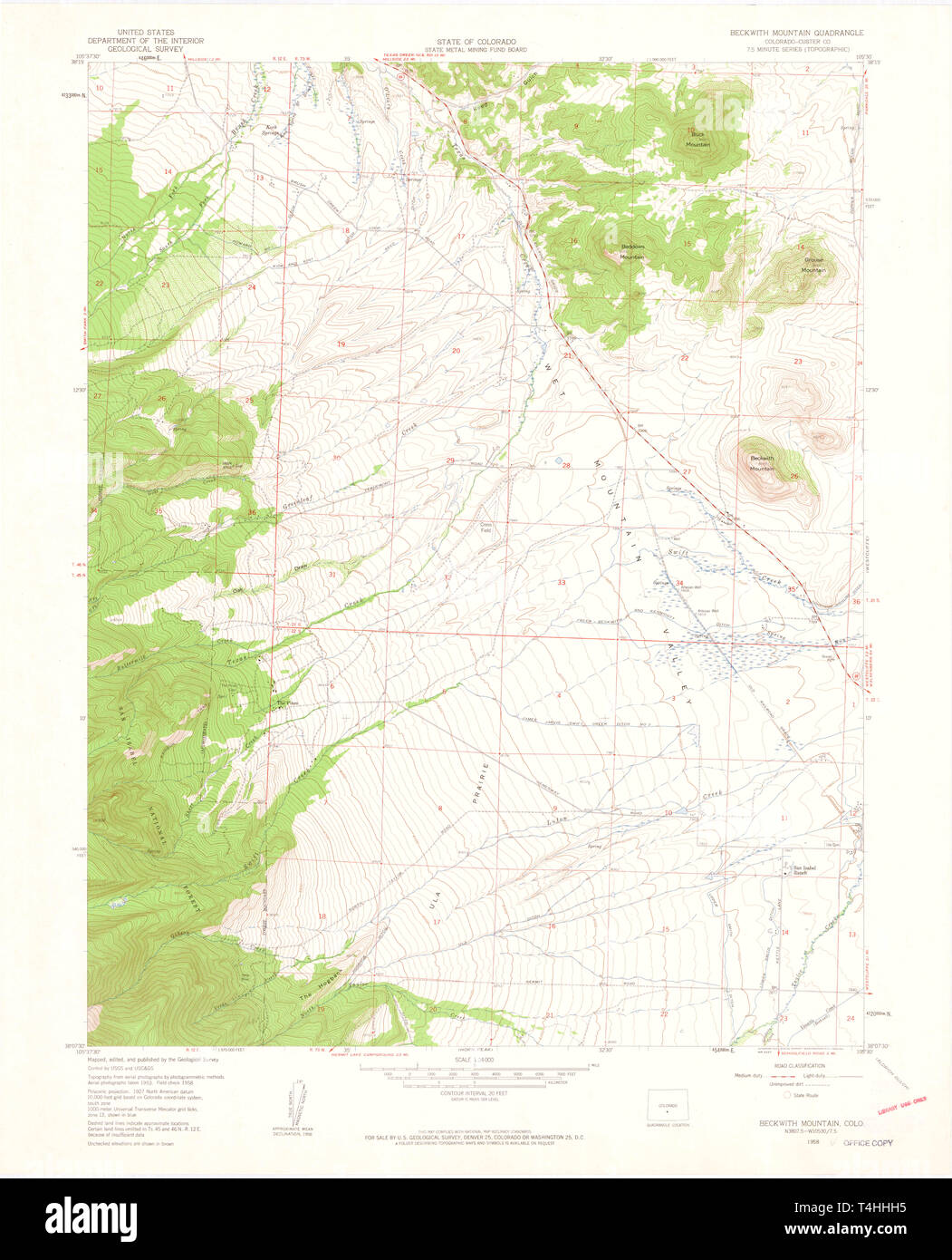 USGS TOPO Map Colorado CO Beckwith - Usgs Topo Map Colorado Co Beckwith Mountain 400363 1958 24000 Restoration T4HHH5 