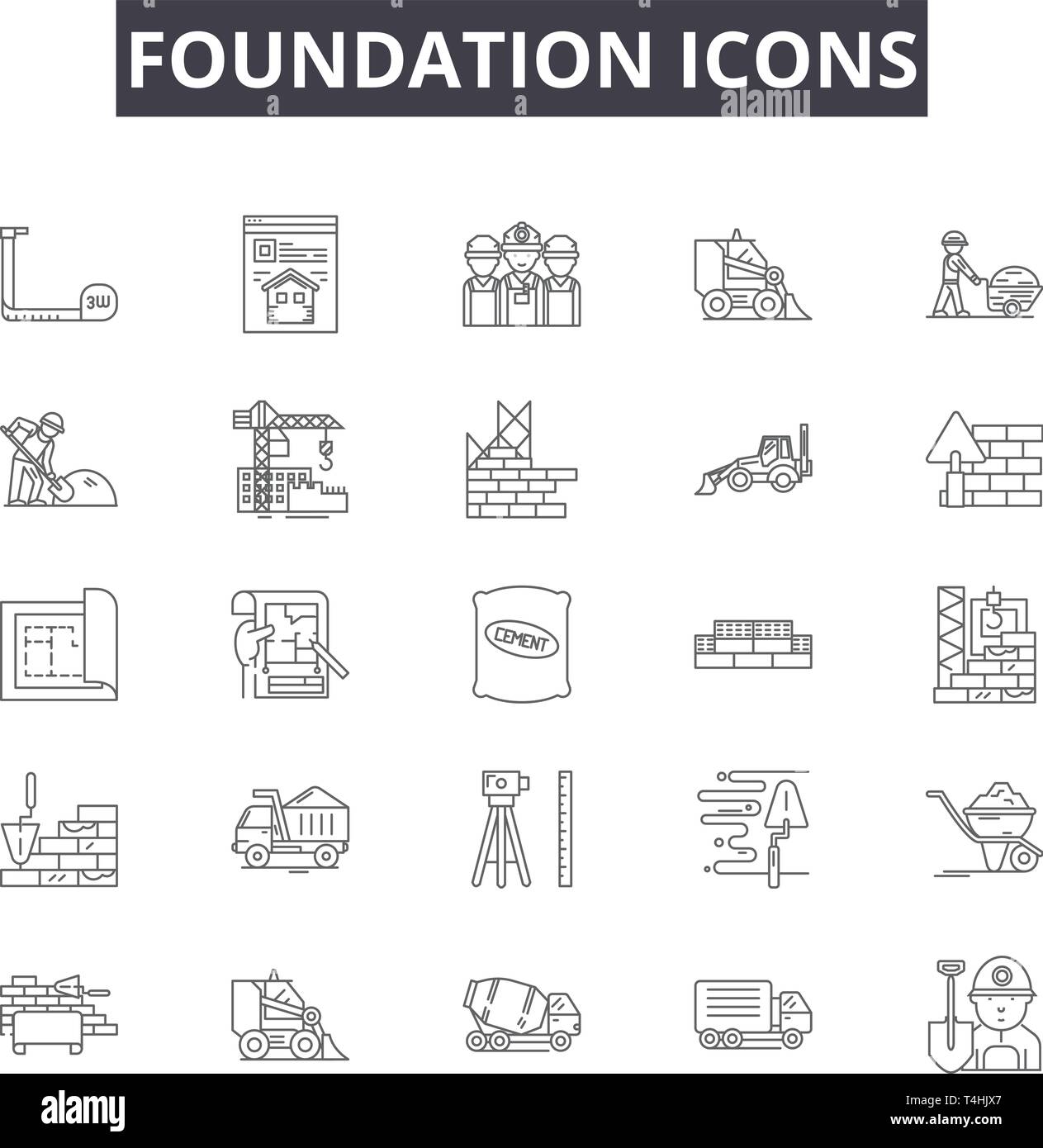 Foundation line icons, signs set, vector. Foundation outline concept