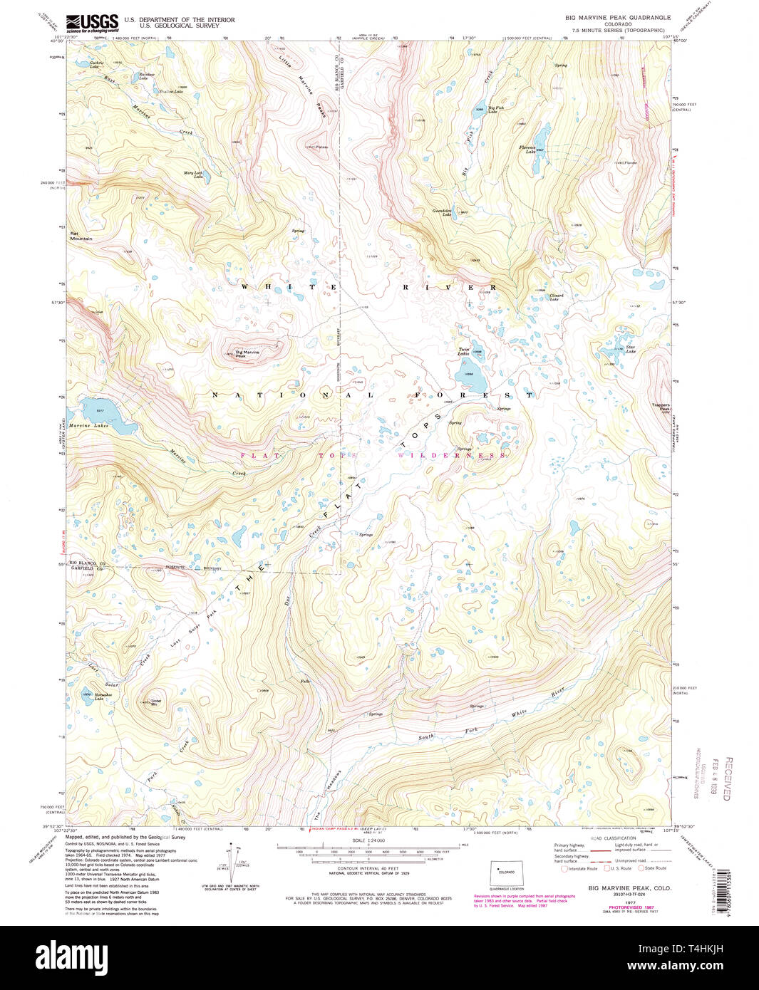 USGS TOPO Map Colorado CO Big Marvine - Usgs Topo Map Colorado Co Big Marvine Peak 232267 1977 24000 Restoration T4HKJH 