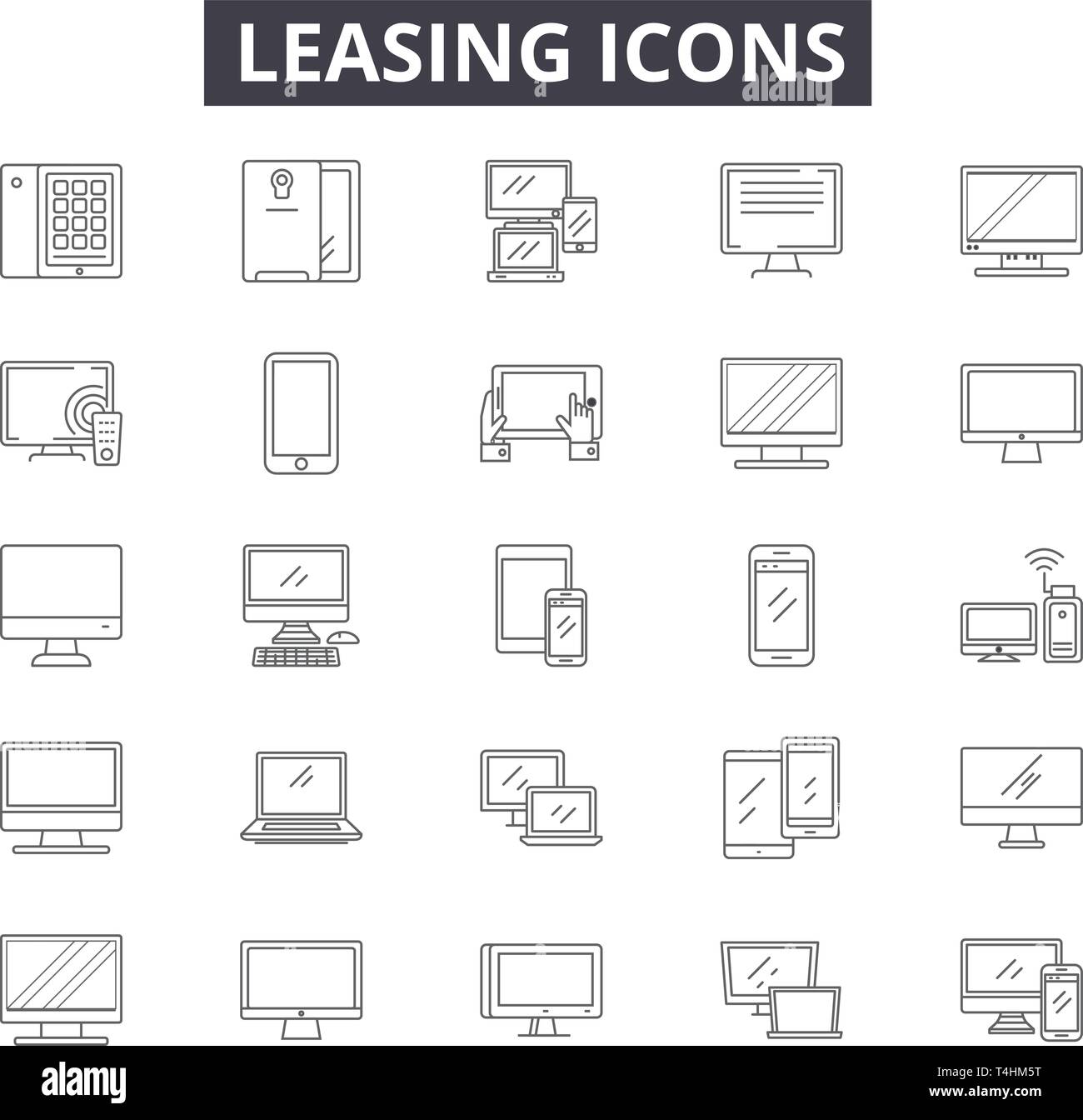 Leasing line icons, signs set, vector. Leasing outline concept ...