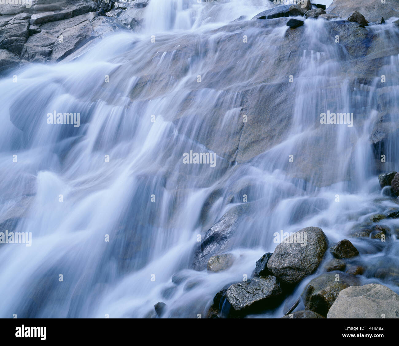 USA, Colorado, Rocky Mountain National Park, Waterfall on Roaring River. Stock Photo
