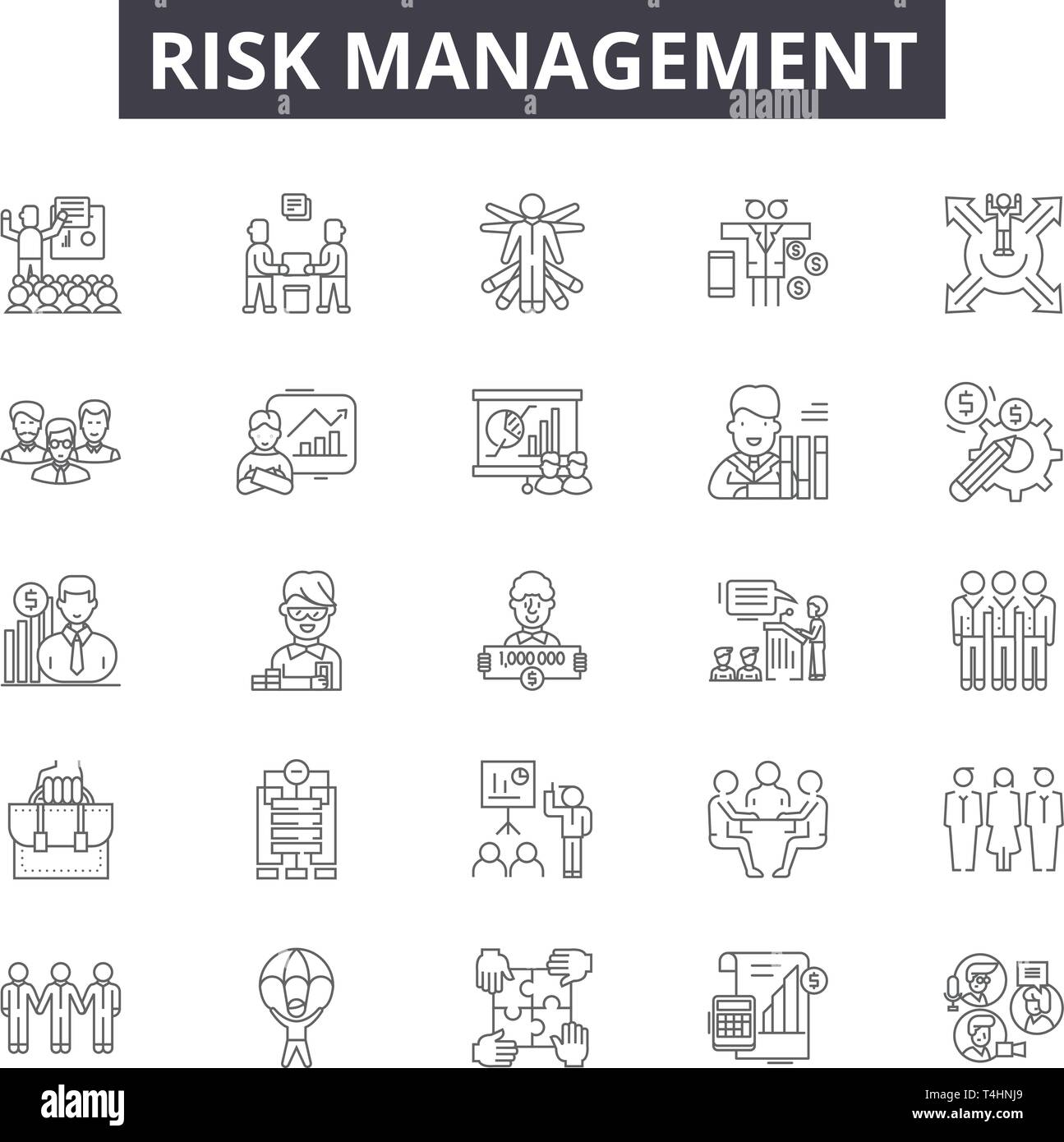 Risk management line icons, signs set, vector. Risk management outline ...