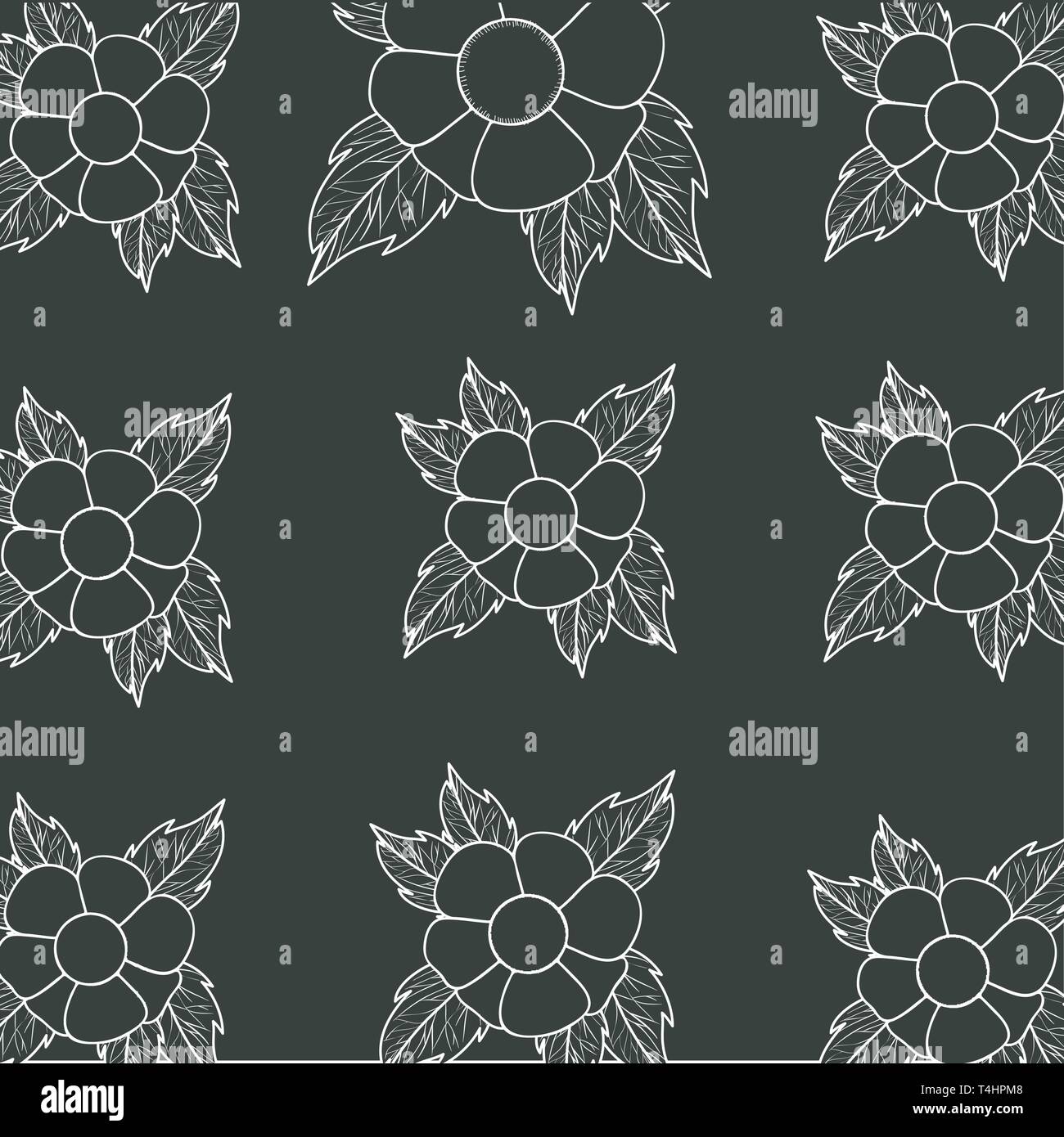 pattern flowers with leafs isolated icon Stock Vector Image & Art - Alamy