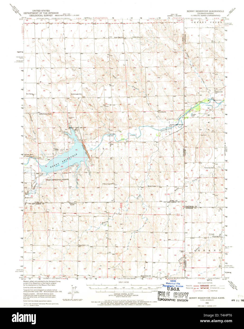 USGS TOPO Map Colorado CO Bonny - Usgs Topo Map Colorado Co Bonny Reservoir 232323 1950 62500 Restoration T4HPT6 