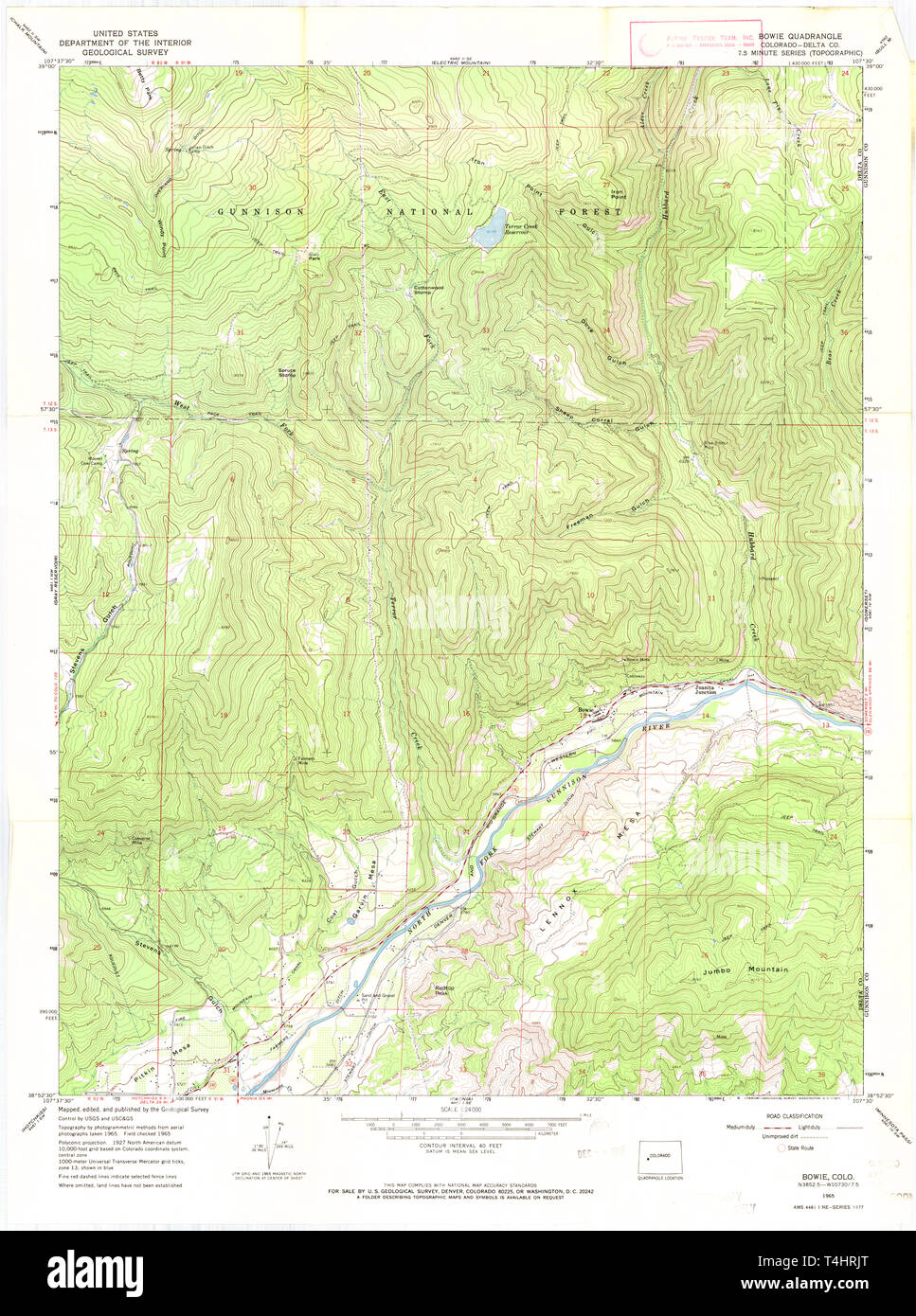 USGS TOPO Map Colorado CO Bowie - Usgs Topo Map Colorado Co Bowie 400217 1965 24000 Restoration T4HRJT 