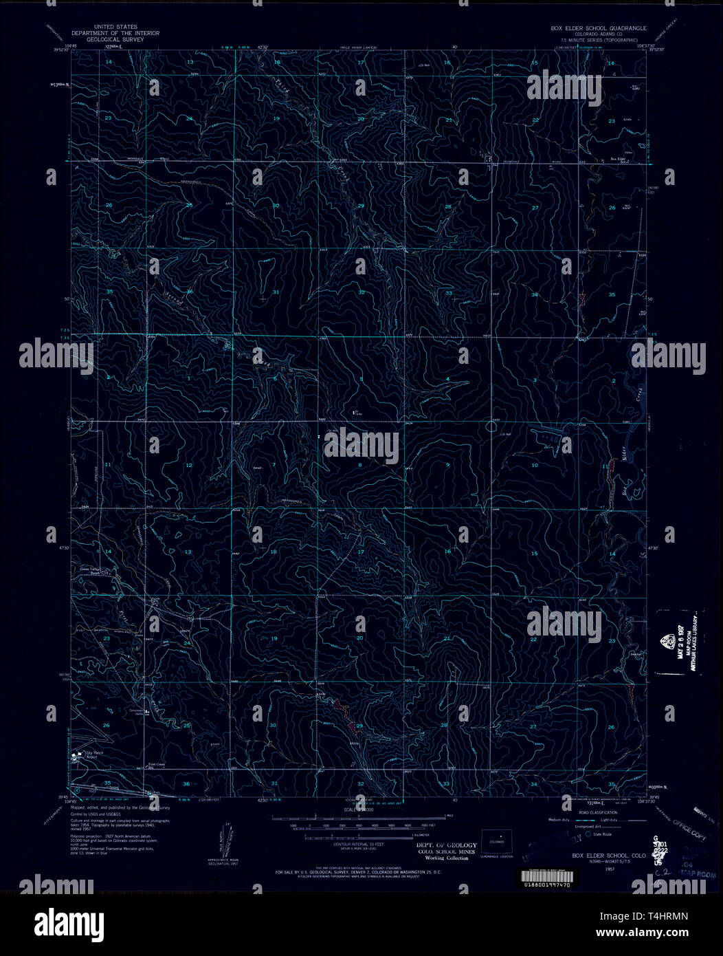 USGS TOPO Map Colorado CO Box Elder - Usgs Topo Map Colorado Co Box Elder School 400225 1957 24000 Inverted Restoration T4HRMN 