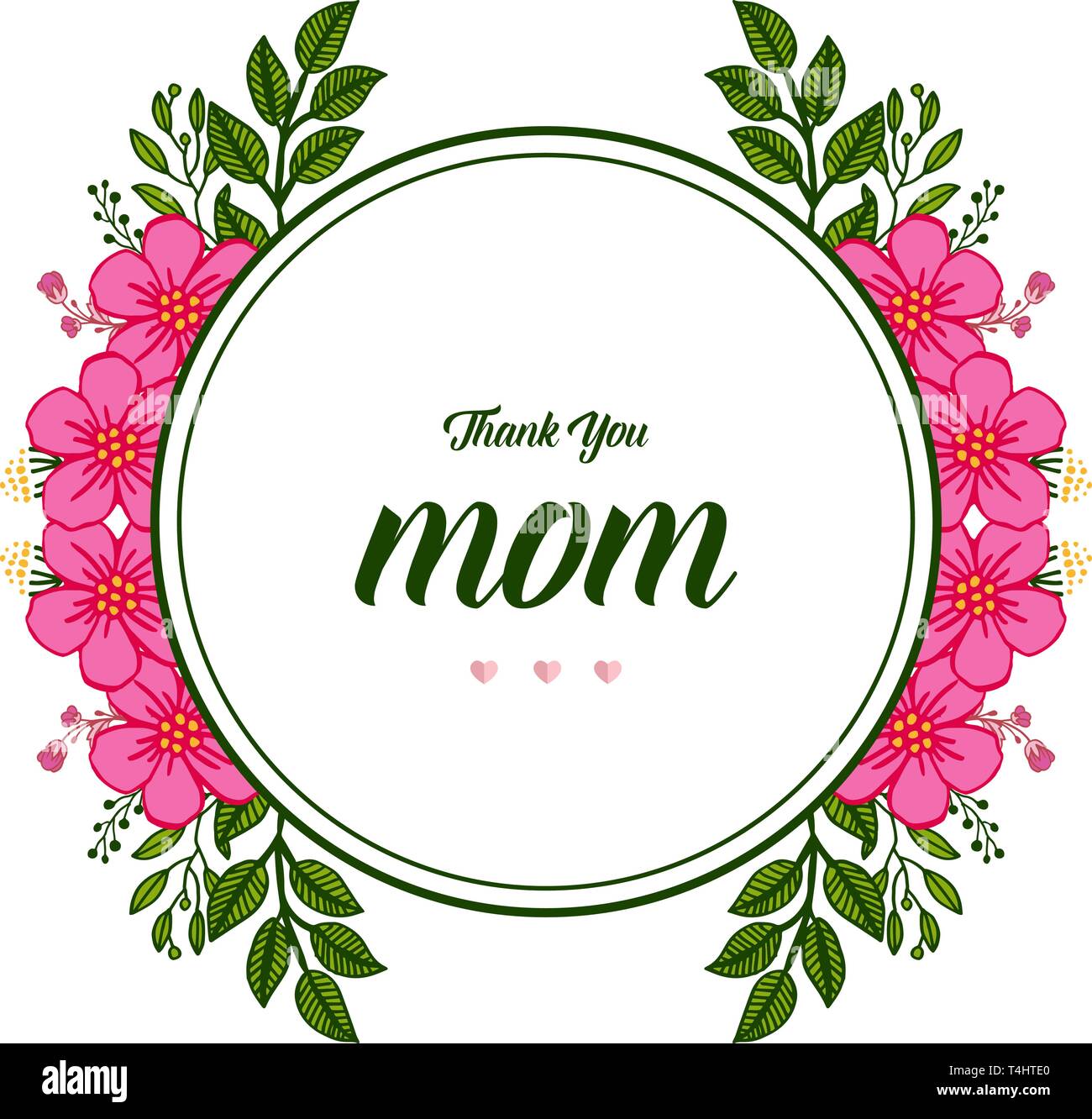 Vector illustration happy mothers day with crowd pink flower frame hand ...