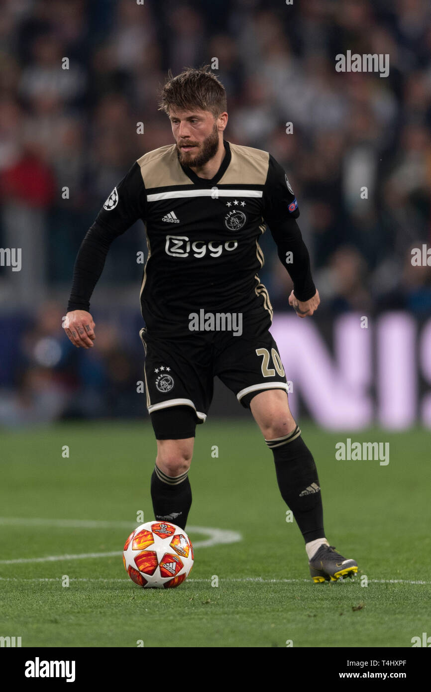 Lasse Schone (Ajax) during the Uefa 'Champions League' Quarter-finals,2st leg, match between Juventus 1-2 Ajax at Allianz Stadium on April 16, 2019 in Torino, Italy. Credit: Maurizio Borsari/AFLO/Alamy Live News Stock Photo