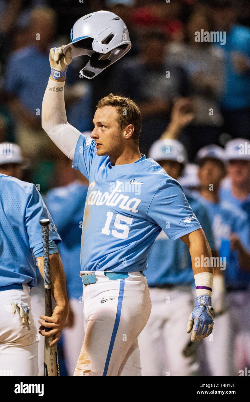 Charlotte, North Carolina, USA. 16th Apr 2019. North Carolina first baseman  Michael Busch (15) during the NCAA College Baseball game between the North  Carolina Tar Heels and the South Carolina Gamecocks at