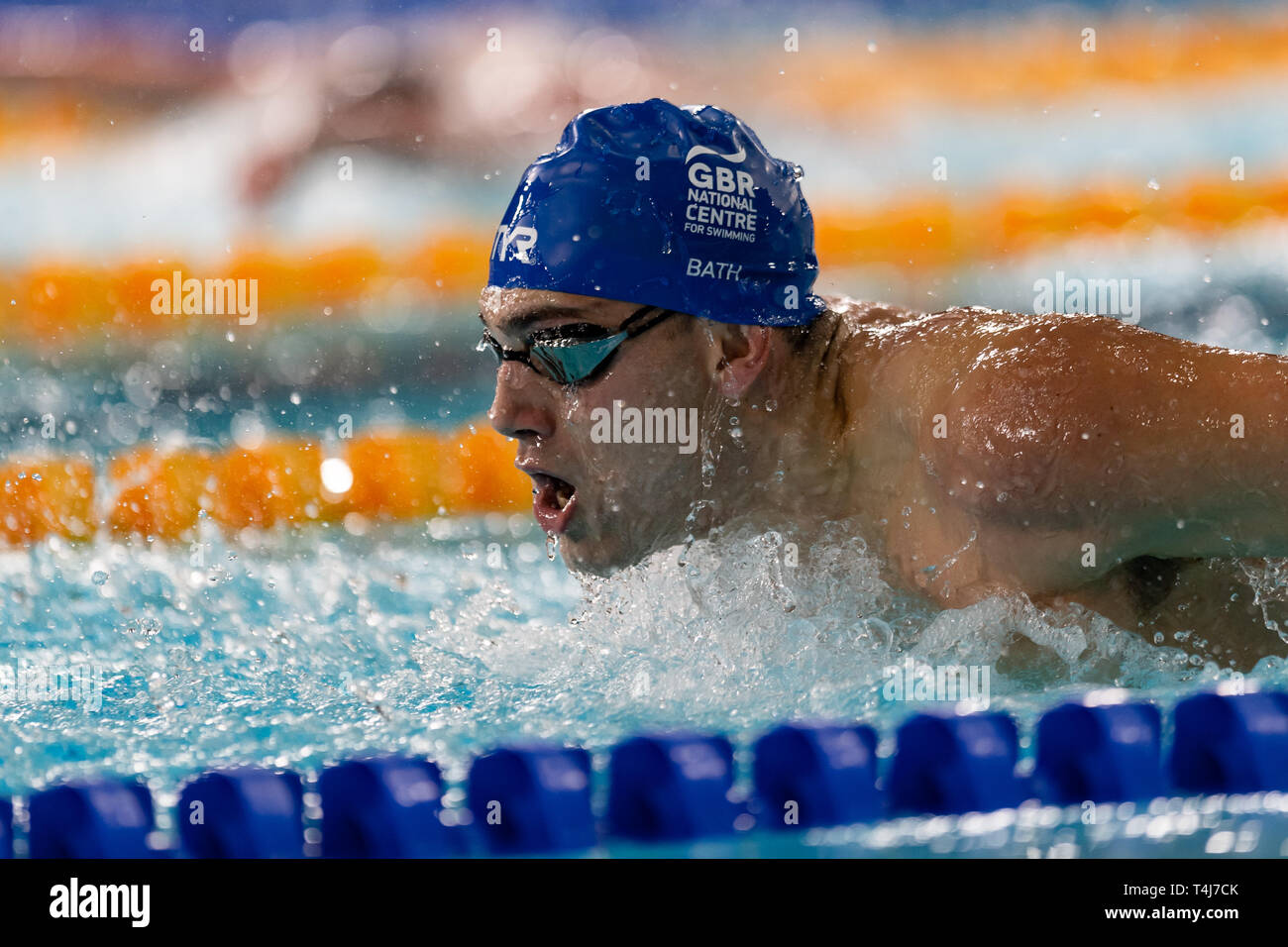 Glasgow, UK. 17th Apr, 2019. James Guy of Bath NC competes in Men  Open 200m Butterfly Final during 2nd day of British Swimming Championships 2019 at Tollcross International Swimming Centre on Wednesday, April 17, 2019 in Glasgow Scotland. Credit: Taka G Wu/Alamy Live News Stock Photo