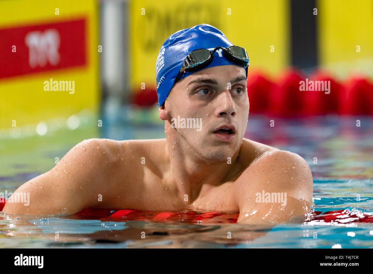 Glasgow, UK. 17th Apr, 2019. James Guy of Bath NC competes in Men  Open 200m Butterfly Final during 2nd day of British Swimming Championships 2019 at Tollcross International Swimming Centre on Wednesday, April 17, 2019 in Glasgow Scotland. Credit: Taka G Wu/Alamy Live News Stock Photo