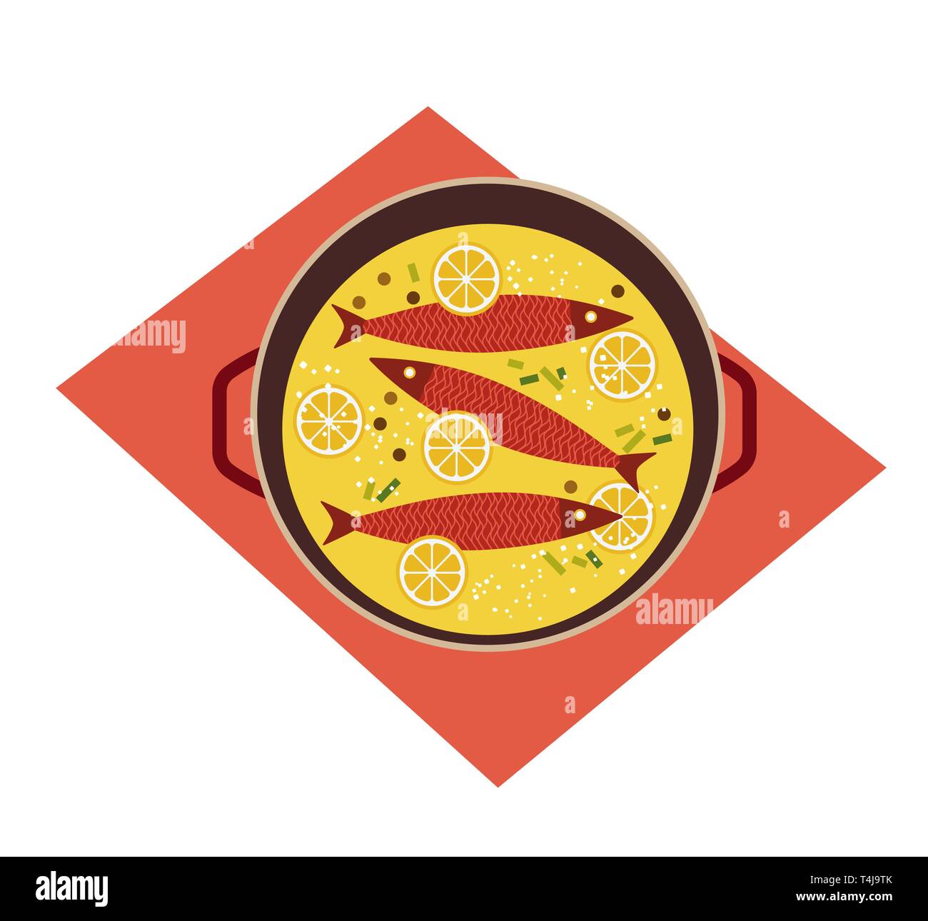 Flat hand drawn vector color seafood icon. Stock Vector