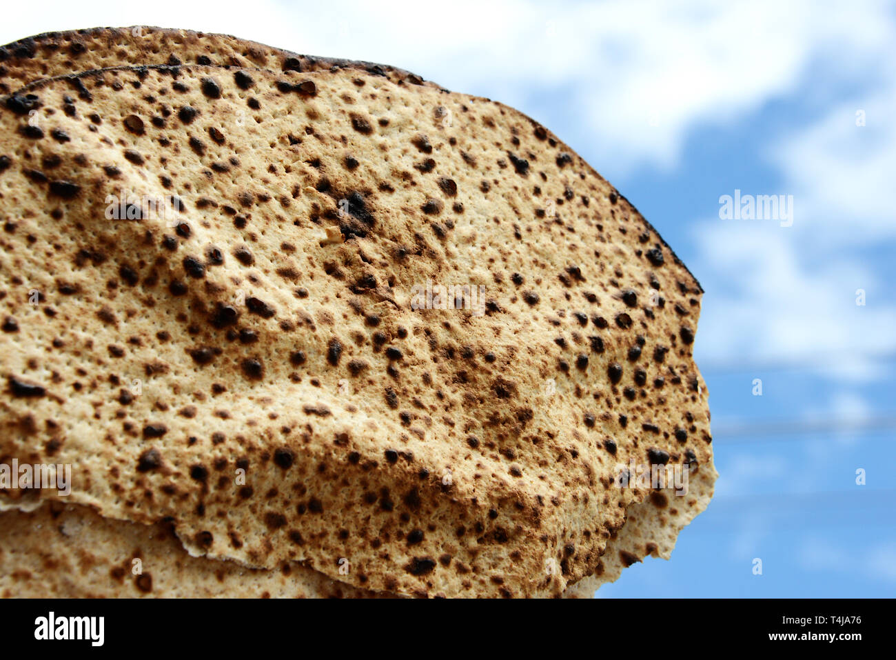 Shmurah matzo made from grain that has been under special supervision - Jewish Passover Stock Photo