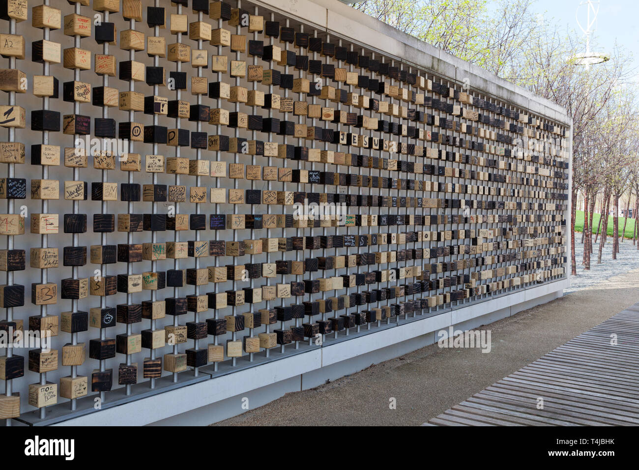 Pixel Wall , Queen Elizabeth Olympic Park, London, England, United Kingdom. Stock Photo