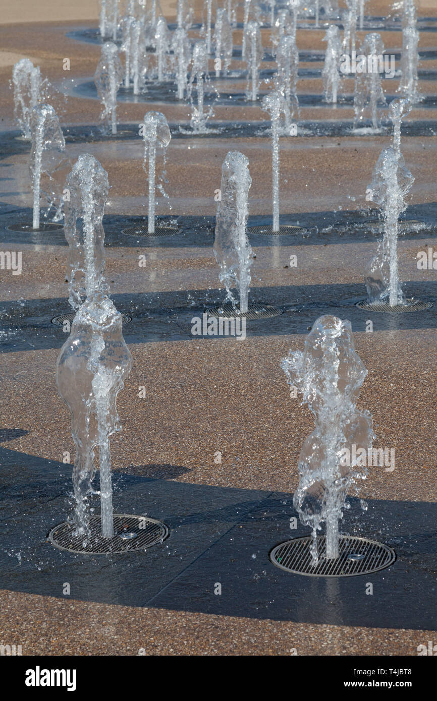 Fountains in the Queen Elizabeth Country Park, Stratford, London, England, United Kingdom. Stock Photo