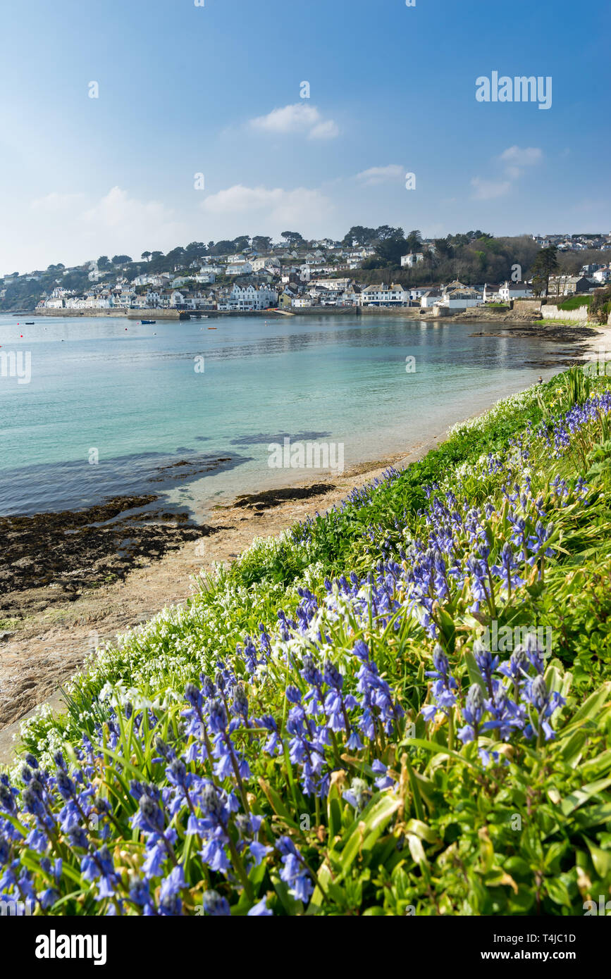 Sunny Day At St Mawes Beach On The Roseland Peninsula Cornwall England sunny-day-at-st-mawes-beach-on-the-roseland-peninsula-cornwall-england