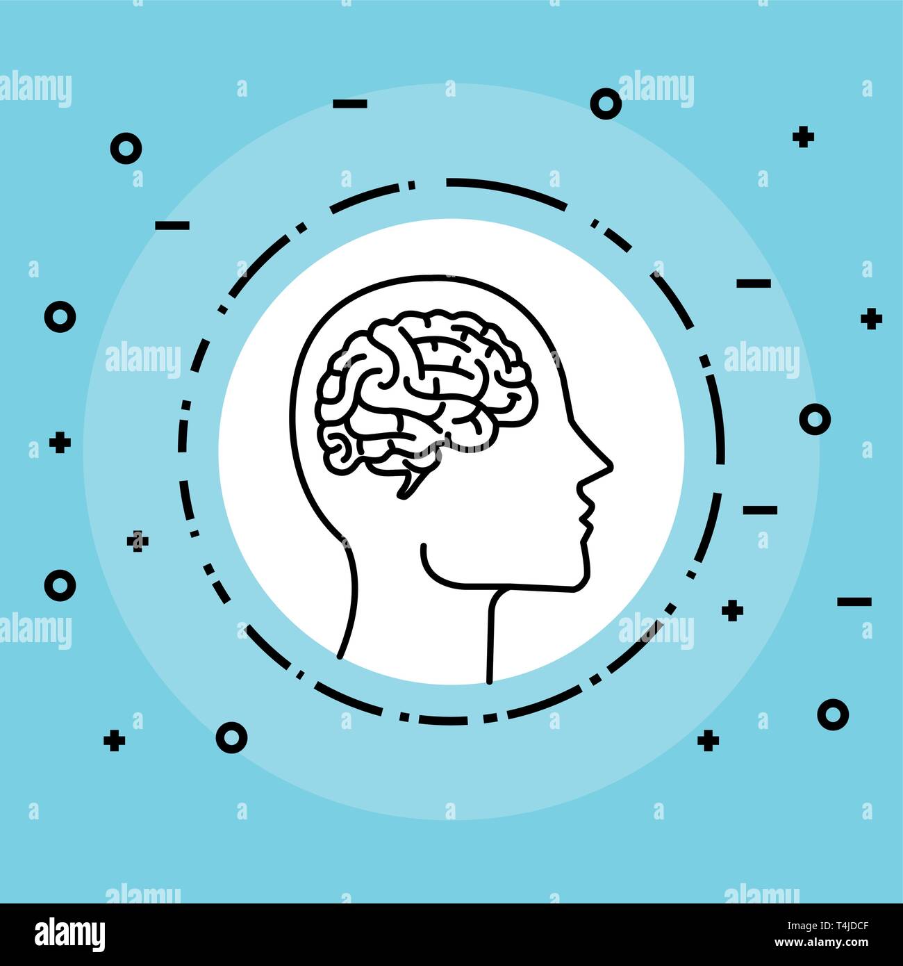label with brain inside silhouette man head Stock Vector Image & Art ...