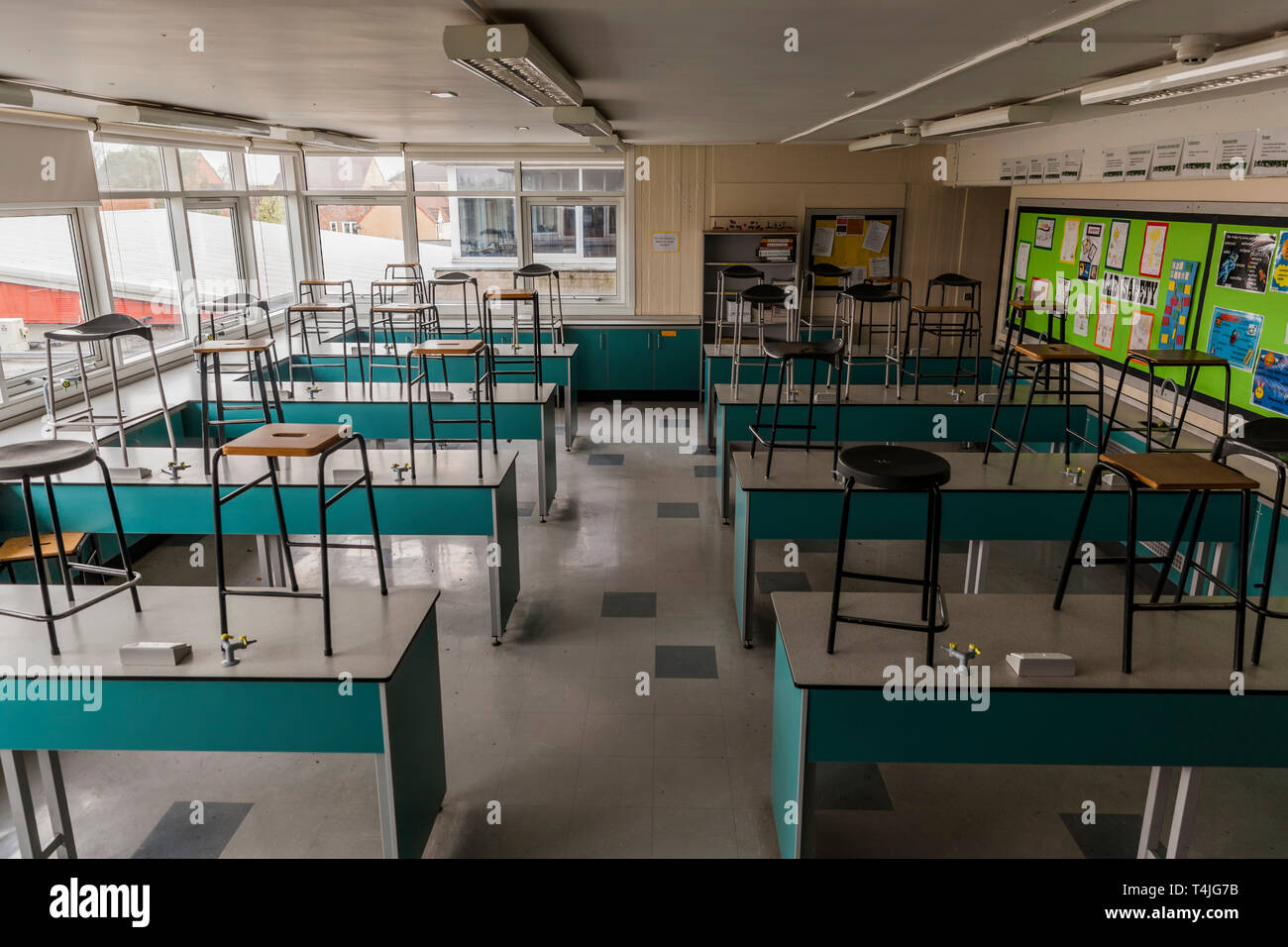 Science Classroom in the UK,empty, no staff or students. Stock Photo