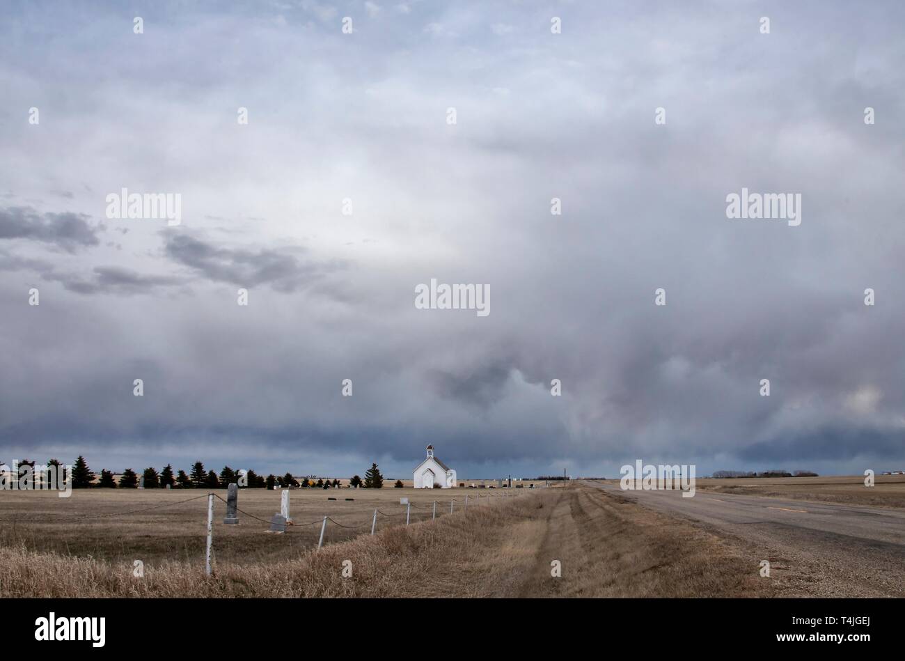 Prairie Storm Clouds in Saskatchewan Canada Country Church Stock Photo ...