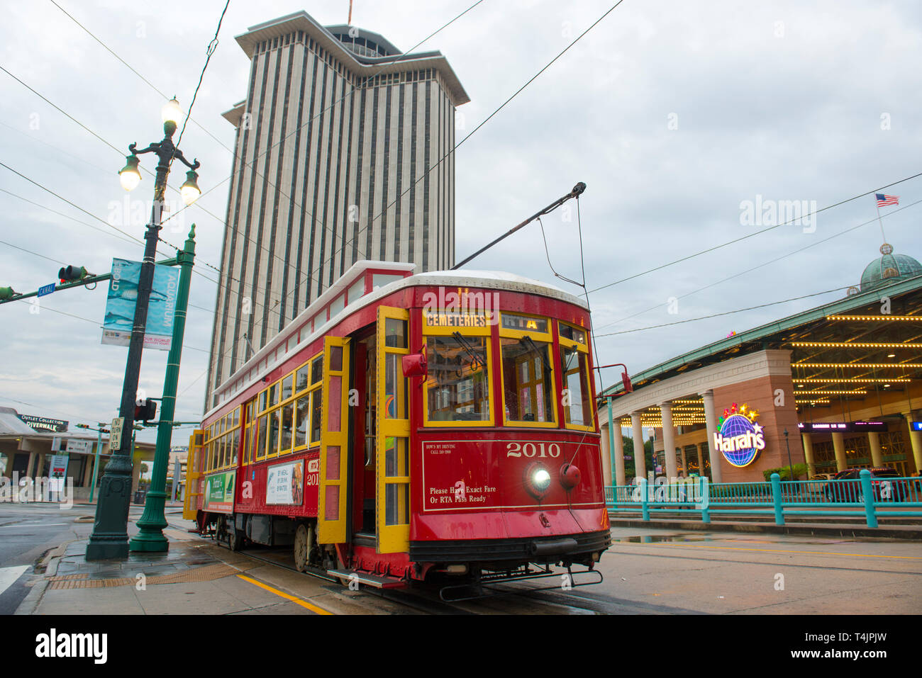 RTA Streetcar Canal Line Route 47 or Route 48 on Canal Street in downtown New Orleans, Louisiana, USA. Stock Photo
