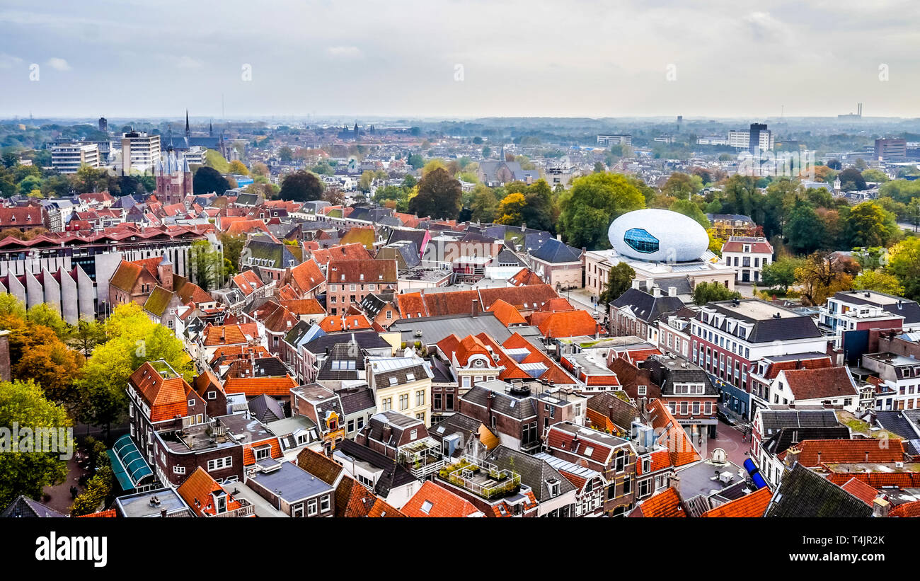 Aerial view of the historic hanseatic city of Zwolle, the Netherlands