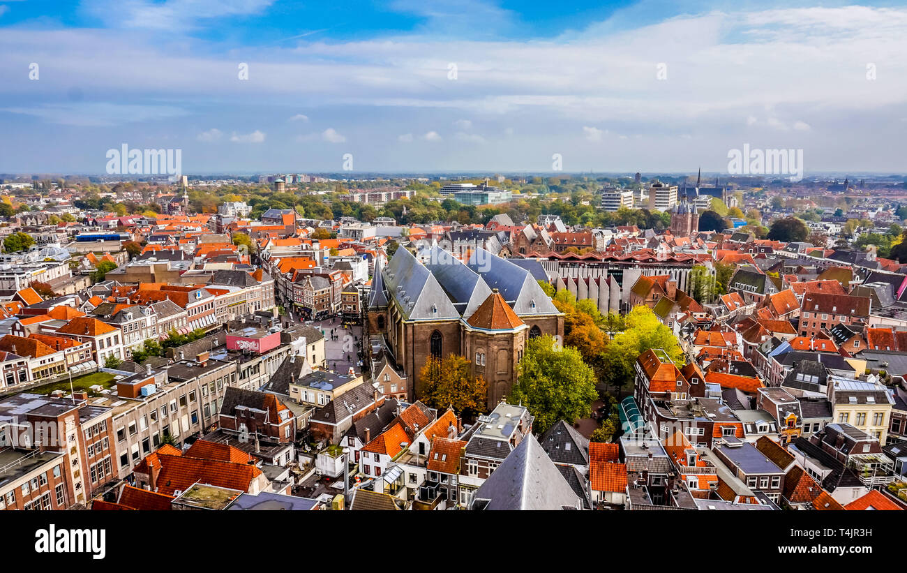 Aerial view of the historic hanseatic city of Zwolle, the Netherlands