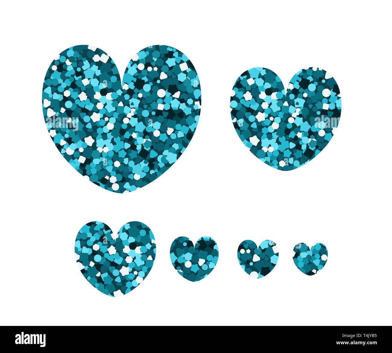Set of luxury icons in the shape of hearts. Vector illustration. Blue ...