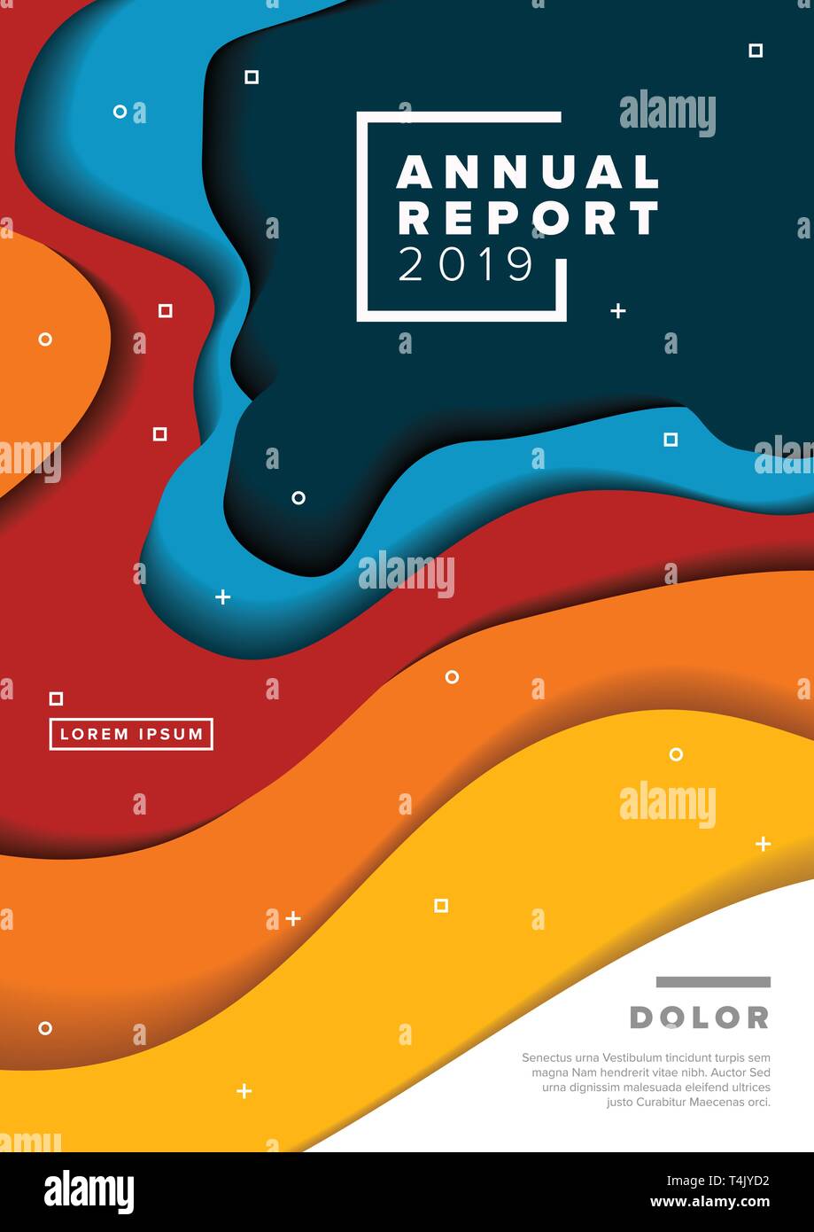Vector abstract annual report cover template with sample text and ...