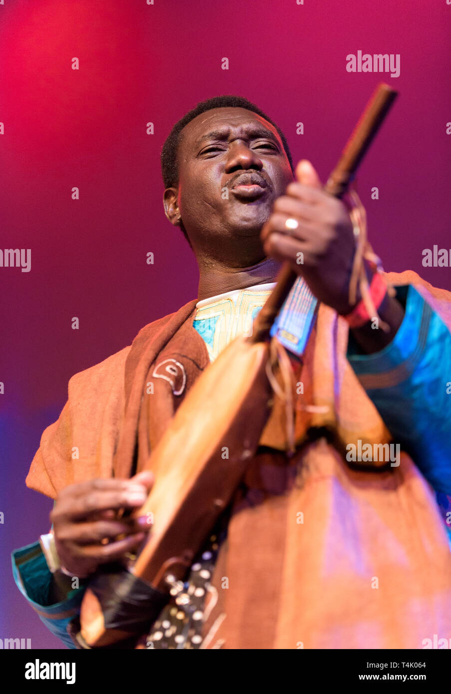 Bassekou Kouyate performing at the Cheltenham Jazz Festival, UK, May 3, 2015. Stock Photo