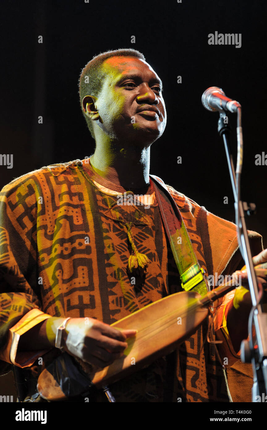 Bassekou Kouyate playing the ngoni at  the Womad Festival, Charlton Park, UK, July 24, 2014. Stock Photo