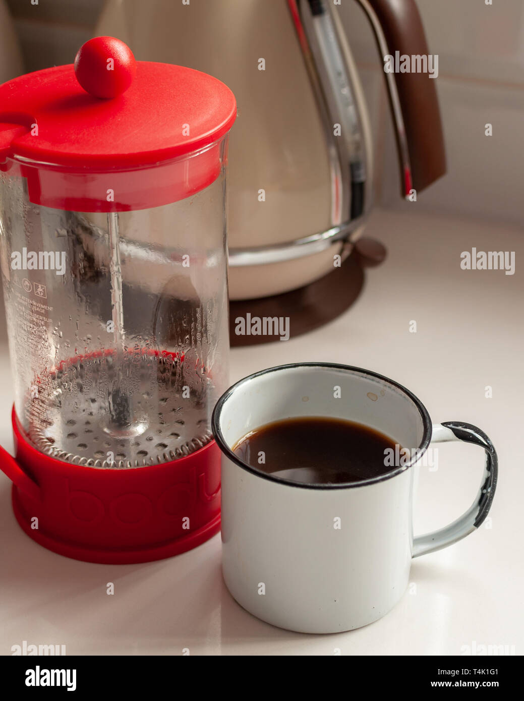 Documenting a little coffee romance with my Bodum FrenchPress plunger Stock Photo Alamy
