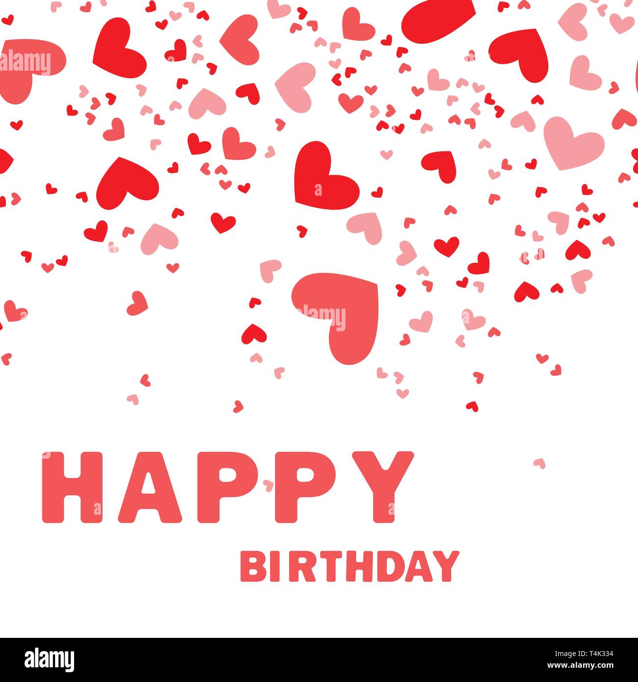 Happy birthday greeting card, banner design with confetti hearts Stock ...
