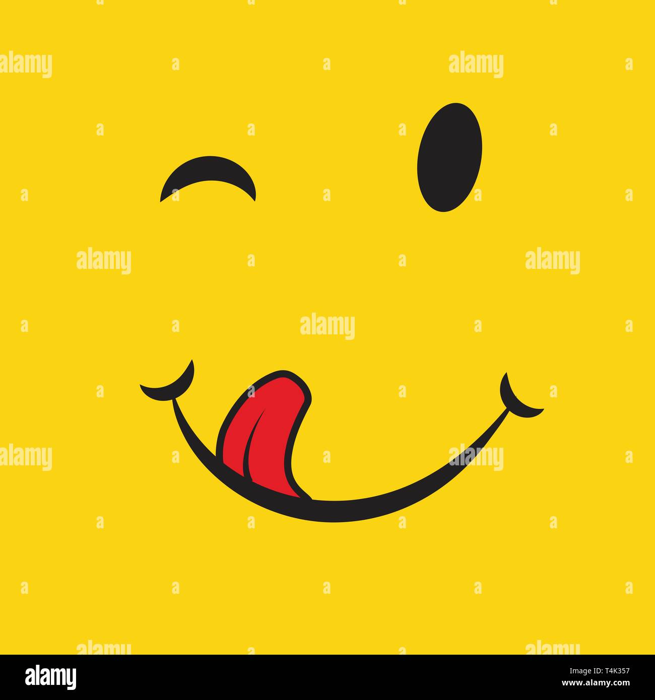Yummy Smile Cartoon Line Emotion With Tongue Lick Mouth Delicious Tasty Food Eating Emoji Face