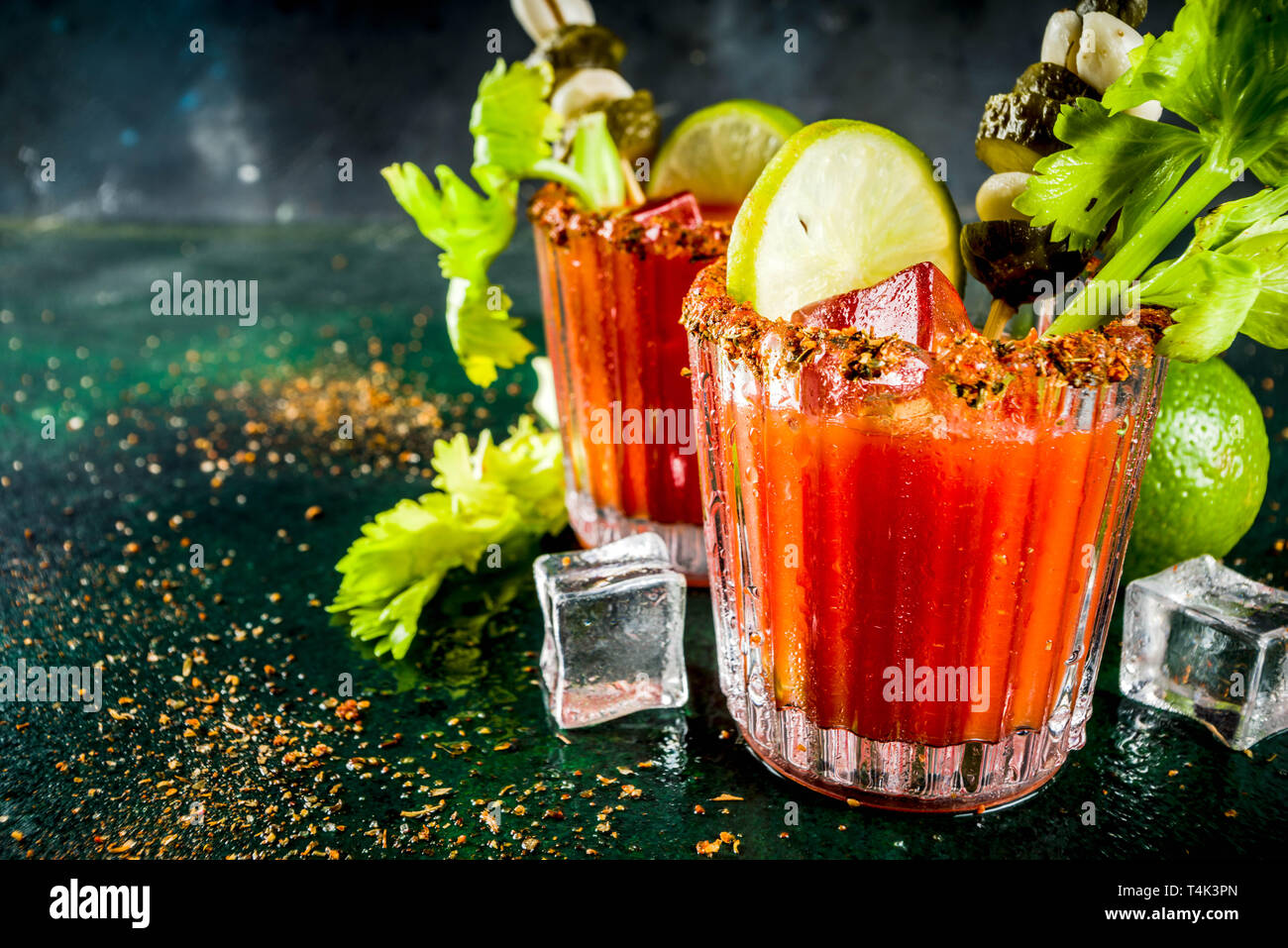 Spicy bloody mary cocktail with garnish . Homemade texmex styled alcohol drink Stock Photo Alamy