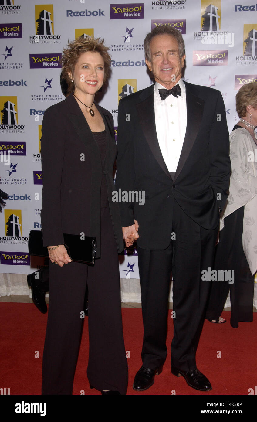 LOS ANGELES, CA. October 18, 2004: Actor WARREN BEATTY & wife actress ANNETTE BENING at the 8th Annual Hollywood Film Festival's Hollywood Awards at the Beverly Hills Hilton. She won the award for Actress of the Year. Stock Photo