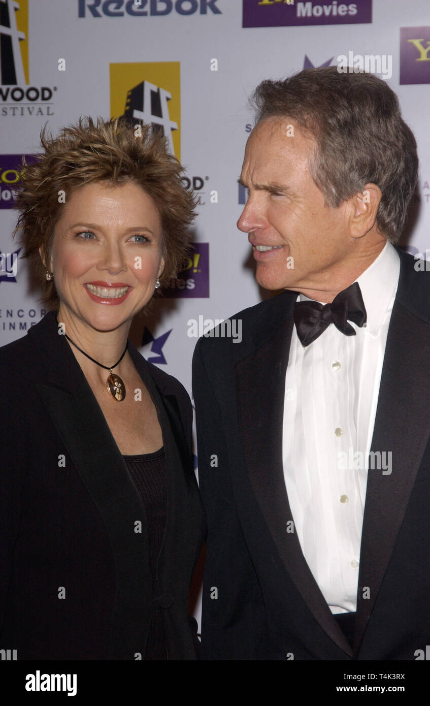 LOS ANGELES, CA. October 18, 2004: Actor WARREN BEATTY & wife actress ANNETTE BENING at the 8th Annual Hollywood Film Festival's Hollywood Awards at the Beverly Hills Hilton. She won the award for Actress of the Year. Stock Photo