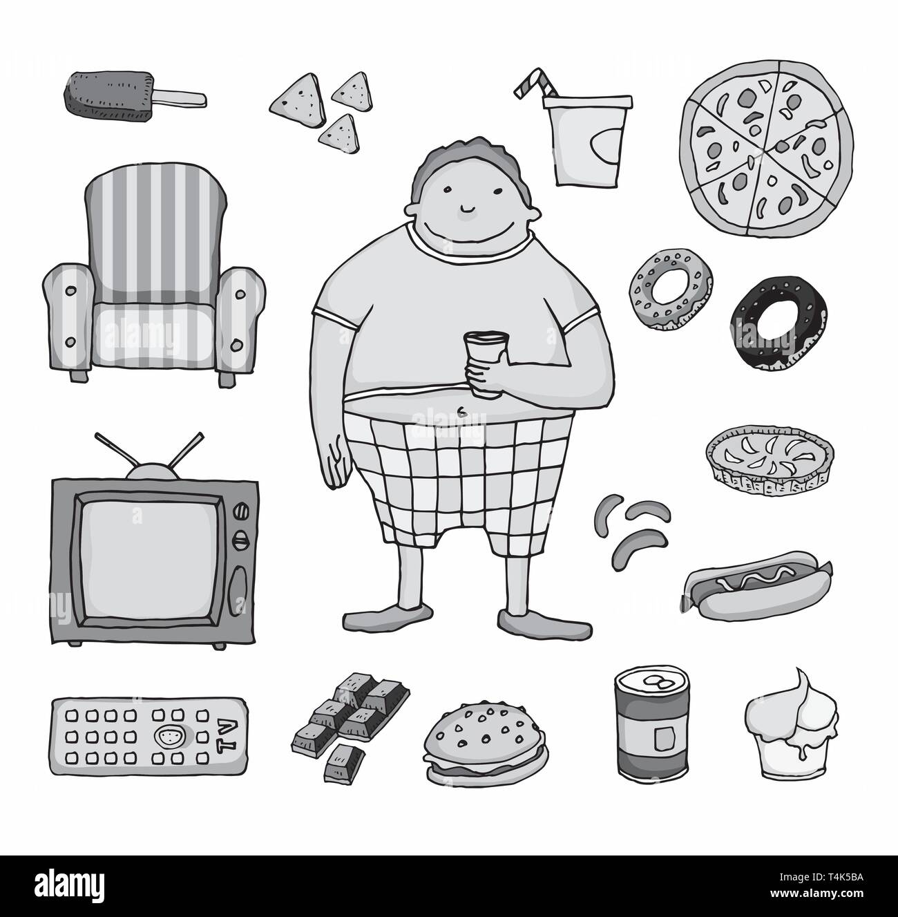 Cartoon Illustration Lazy Couch Potato Hi-res Stock Photography And ...