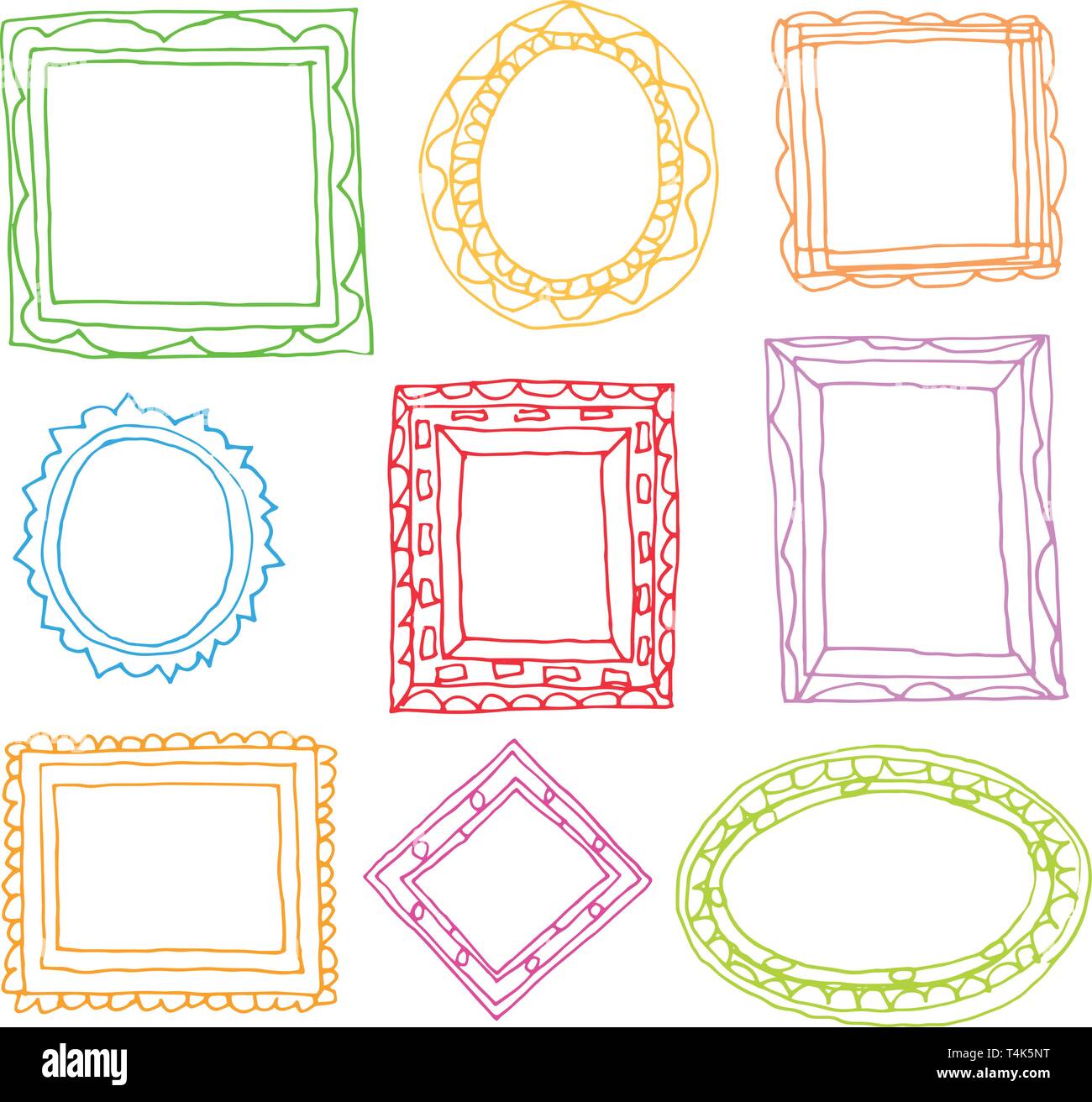 Set picture frames, hand drawn vector illustration Stock Vector Image
