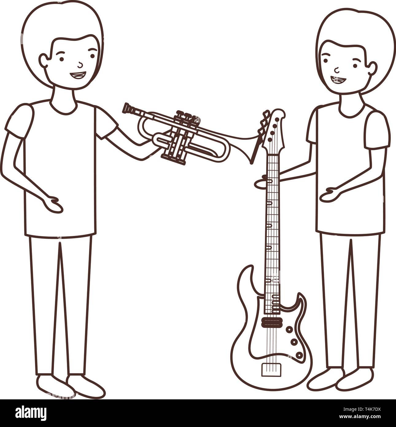 men with musical instruments character Stock Vector Image & Art - Alamy