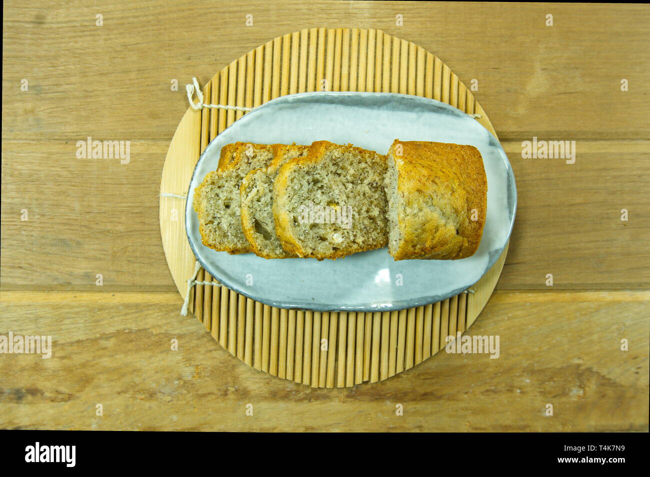 Banana Cake On Japanese Style White Plate Stock Photo 243826949 Alamy