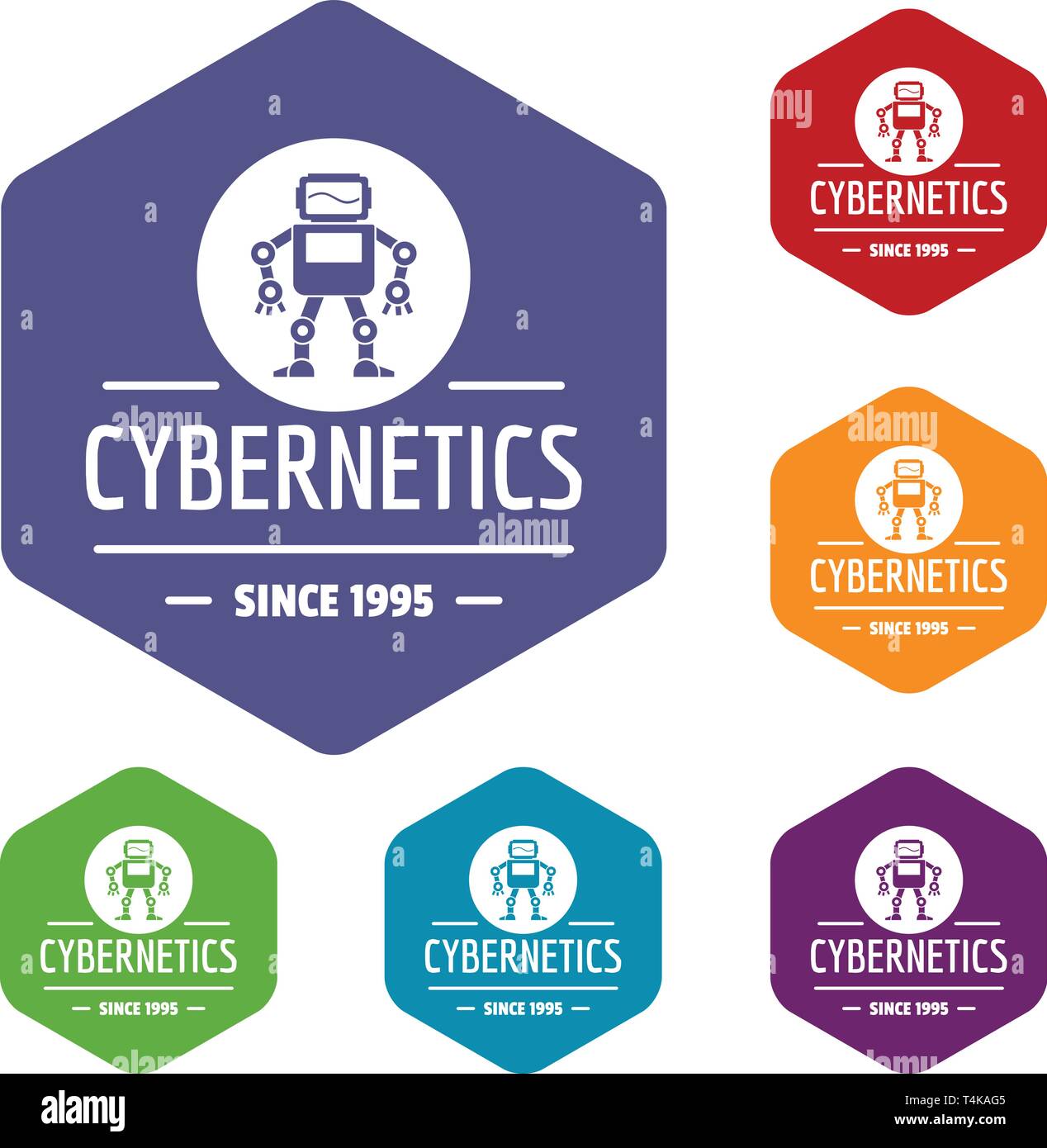 Robot toy icons vector hexahedron Stock Vector